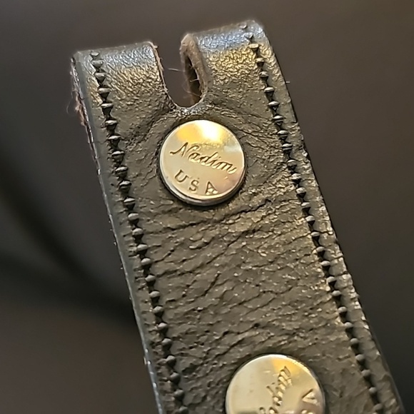 Nadine women's black leather belts w/ silverhearts strung w/ brown leather.‎ 28 - Picture 12 of 12